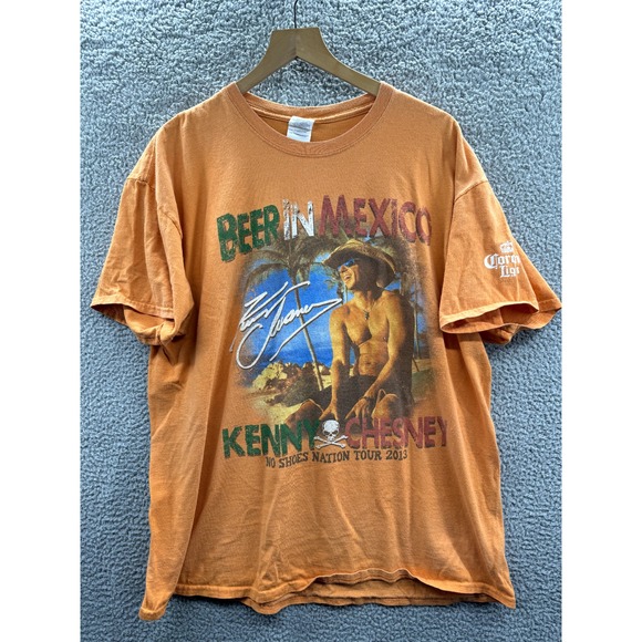 2013 Kenny Chesney Beer In Mexico Tour Shirt Men's Size XL Orange - Picture 1 of 8